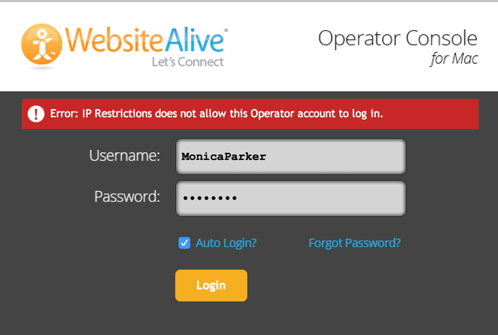 website alive live chat operator console