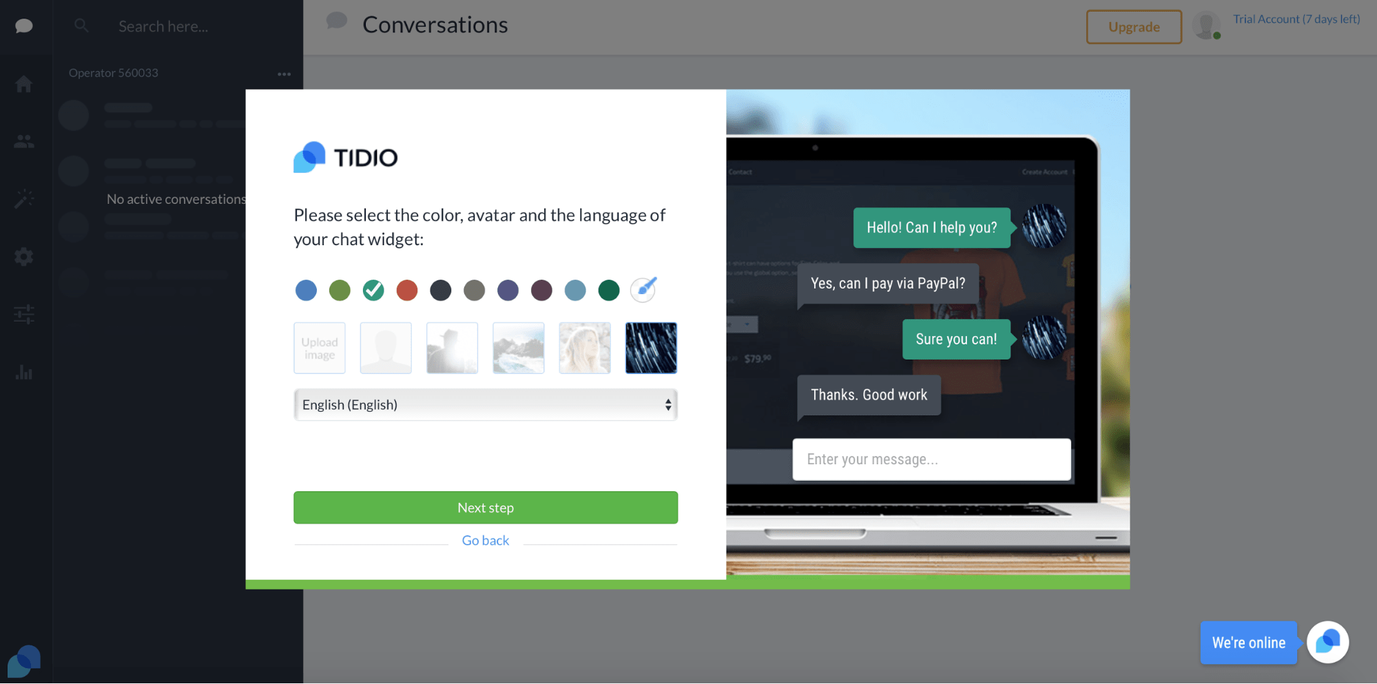 Tidio chat window customization